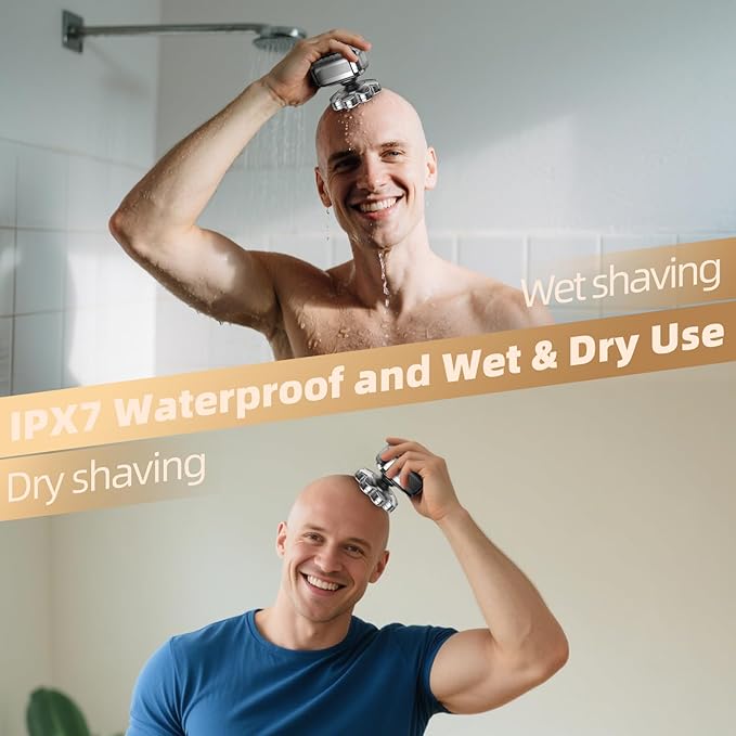 9D Head Shavers for Bald Men 5 in 1 Detachable Head Shaver with LED Display IPX7 Waterproof Wet Dry Rechargeable Electric Shavers for Men Grooming Kit for Home &amp Travel