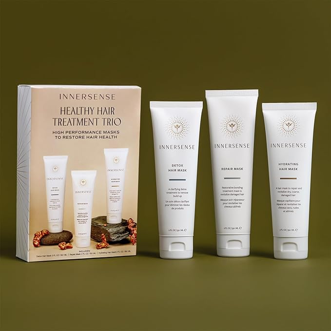 INNERSENSE - Healthy Hair Treatment Trio | Detox Repair + Hydrating Hair Masks (2 oz each) | Detoxify Hydrate Repair | For Women &amp Men Non-Toxic Cruelty-Free Clean Haircare