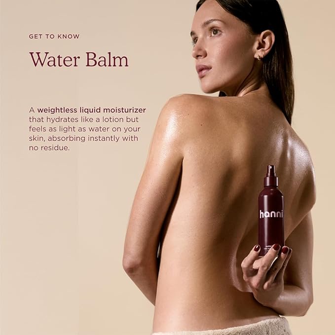 HANNI Water Balm Hydrating Body Mist Moisturizer Spray with Hyaluronic Acid for All Skin Types Lotion Replacement 200 mL / 6.76 fl oz
