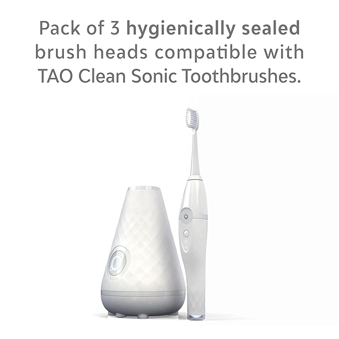 TAO Clean Sonic Electric Toothbrush Replacement Heads (3-Pack) ? Replacement Heads for the TAO Clean Electric Toothbrush and Docking Station White