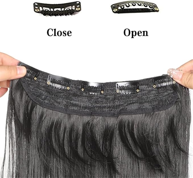 Hair Extensions 40 Inch Ultra Long Wavy Hair Clip in Hair Extensions One Piece Long Thick Synthetic Hairpieces with 5 Clips for Party Cosplay and Various Occasions Hair Extensions Clip in(Black)