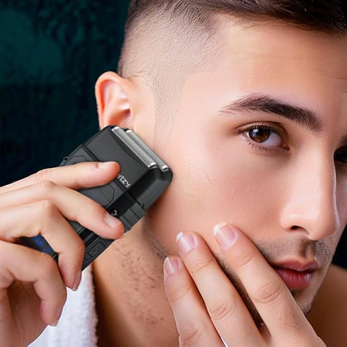 Gertzy Electric Shaver for Men Face Men's Razor Cordless Beard Foil Shavers Wet Dry Waterproof 3-Speed Adjustable ShavingRechargeable Type-C Charging LED Display (Black)