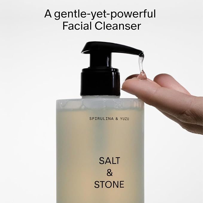 Salt &amp Stone Facial Cleanser for Women &amp Men Spirulina &amp Yuzu Gentle Facial Wash with Hyaluronic Acid Squalane For All Skin Types Vegan Cruelty Free 7.2 oz