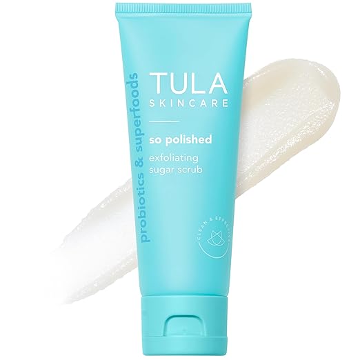 TULA Skin Care So Polished Exfoliating Sugar Scrub - Face Scrub Gently Exfoliates with Sugar Papaya and Probiotic Extracts for a Softer and Radiant-Looking Complexion 2.9 oz.
