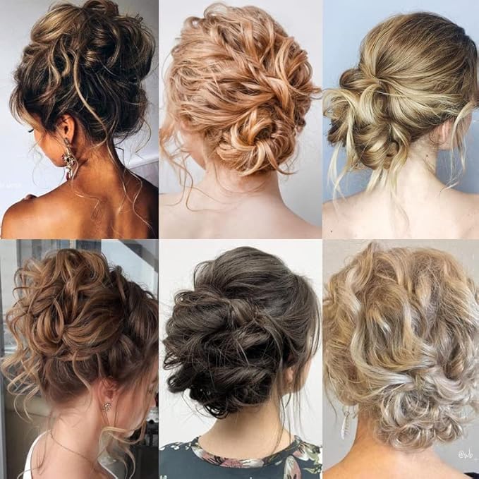FRANCES Fake Hair Bun Synthetic Hair Bun Messy Curly Bun Claw Clip Bun Headband Wig Ponytail Hair Extensions Women Wig Hair Bun Hair Accessories (Color : SW207)