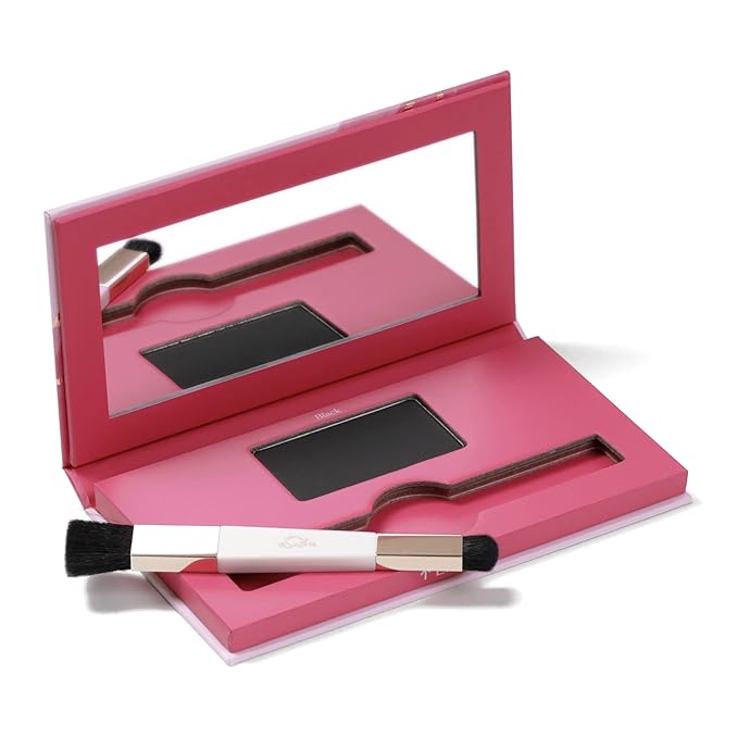 eSalon Root Touch Up + Brow Powder Conceal &amp Cover (Black) - Hairline Powder for Women - Scalp Concealer &amp Filler for Thinning &amp Gray Hair Coverage - Creates Thicker &amp Fuller-Looking