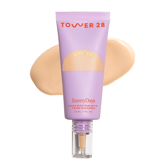 Tower 28 Beauty SunnyDays SPF 30 Tinted Mineral Sunscreen - For Sensitive Skin - 2-in-1 Facial Broad Spectrum UVA/UVB Protection + Foundation - Shade 15 MELROSE - Light with Warm Undertones 1 Fl Oz