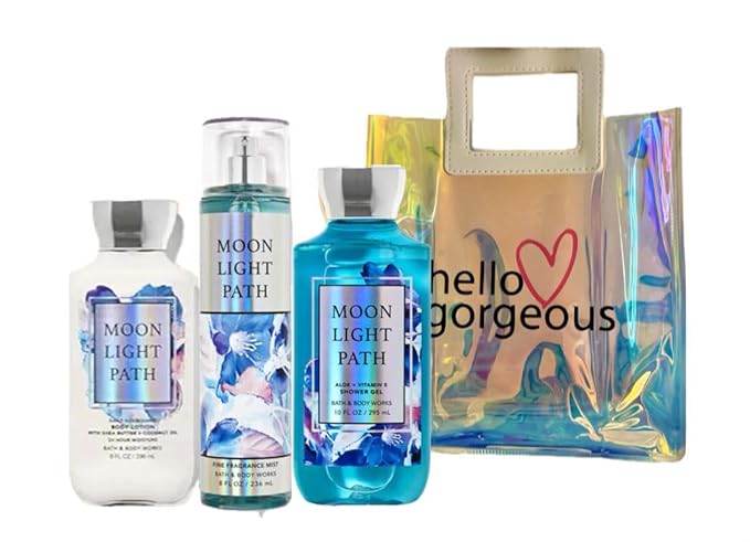 Moonlight Path - White BarnBath/Body Works - Gift Set 3 Piece Bundle - with Gift Bag HELLO GORGEOUS