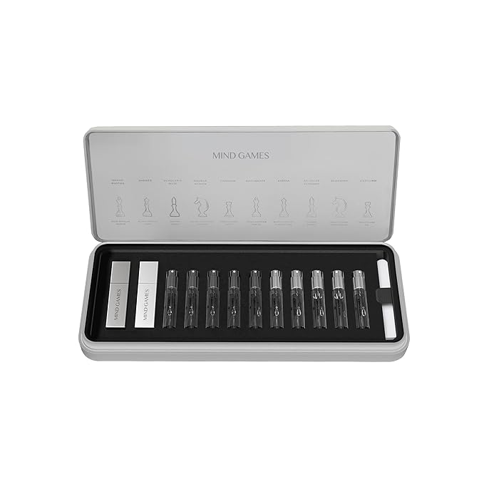 MIND GAMES 10 Piece Artisan Discovery Set - Perfume Set for Women &amp Men with Checkmate Ca?ssa As-suli’s Diamond Blockade Castling Grand Master Gardez Scholar’s Mate Double Attack J'Adoube