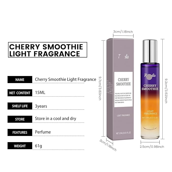 Cherry Vanilla Charm Rollerball Perfume - Natural Light Scent Portable &amp Exquisite Fragrance For Dates Long-lasting All-day Charming Scent(3PCS)