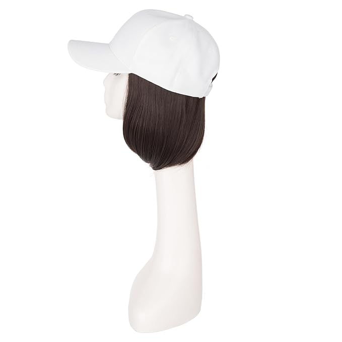 TESS Hat Wigs for Women Baseball Cap with Hair Attached Short Straight Synthetic Hair 6