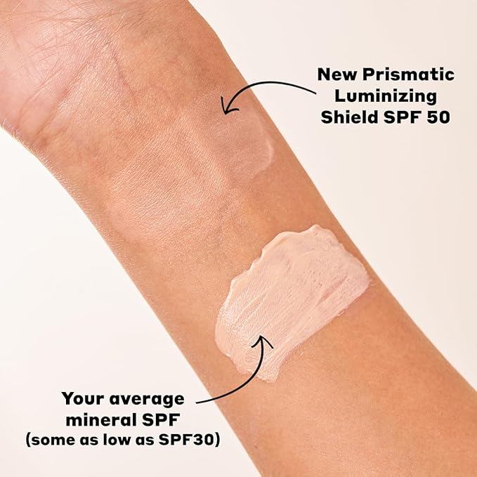 Volition Beauty Prismatic Luminizing Shield SPF50 with Niacinamide + Hyaluronic Acid | Reef-Safe Mineral Face Sunscreen | Lightweight Moisturizer for Broad Spectrum Protection | Luminous Glowy Finish