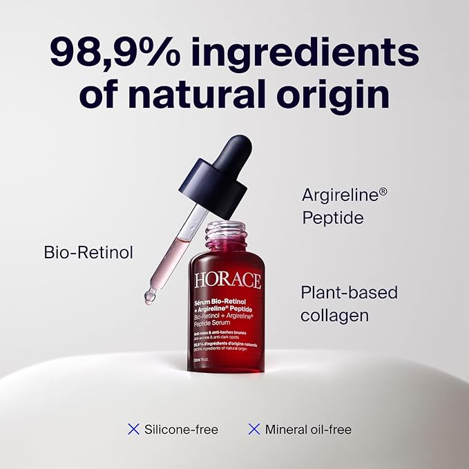 HORACE Bio-Retinol + Argireline Peptide Face Serum for Men - For Wrinkles Dark Spots and Elasticity - Vegan Skin Care for All Skin Types - Unscented 30ml