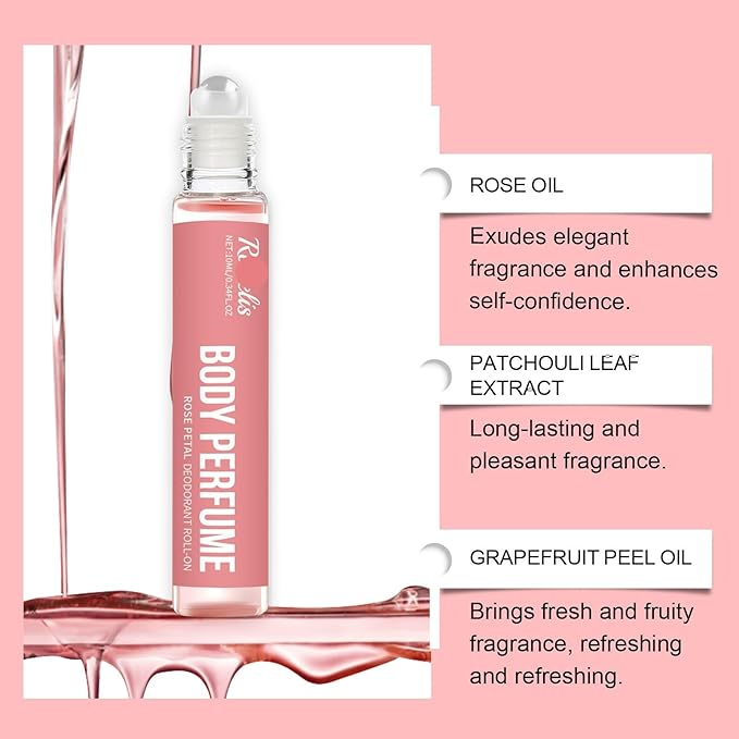 Rose Scented Body Roll-On Perfume - Fresh &amp Natural Long-Lasting Fragrance Enhance Your Charm With Lightweight Touch(2PCS)