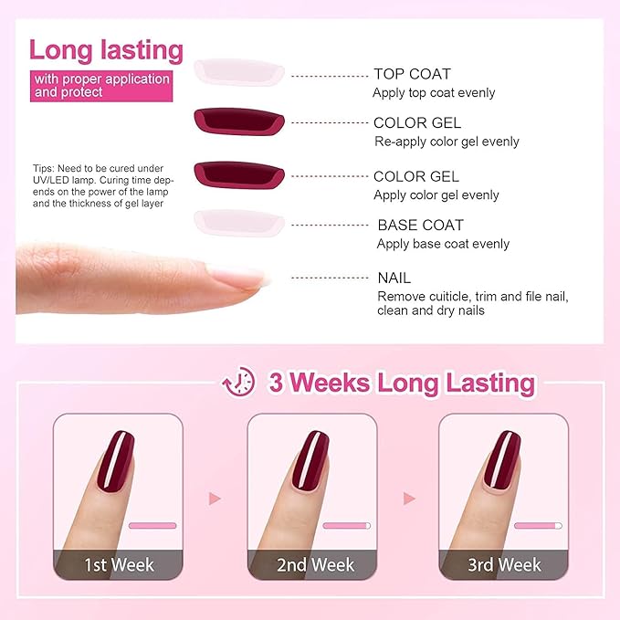 Vishine 48 Colors Gel Nail Polish Set Autumn Winter Popular Nail Polish with Base Top Coat Lasting UV LED Gel Polish Manicure Kit 8ml