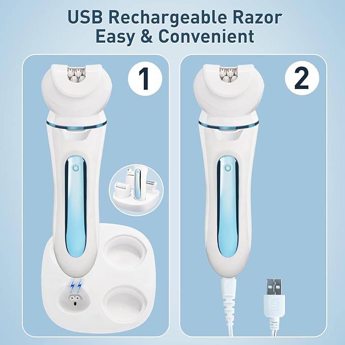 Electric Shaver - Razor - Trimmer for Women Grooming Kit: Women's 5-in-1 Hair Removal Device for Facial Hair Removal and Facial Cleansing &amp Foot Callus Remover