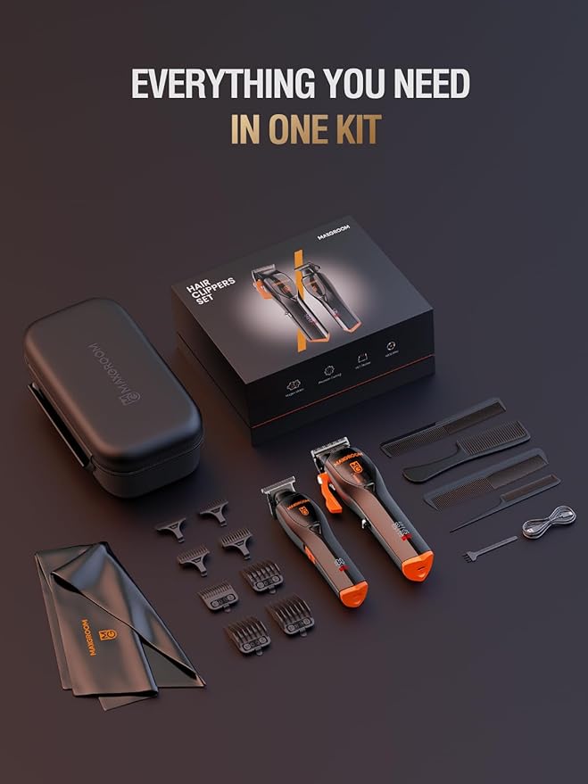 Professional Hair Clippers for Men 9000 RPM Magnetic Motor DLC Blades Cordless Hair Cutting Clippers and Trimmers Set Haircut Kit Perfect for Barber Fades Christmas Gifts for Men