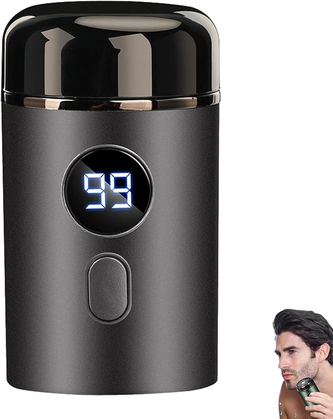 Hipinference Shavers Mini Portable Electric Shaver Turbo Blades Ipx7 Waterproof Trimmer Led Display USB Fast Charging Shaver Wet Dry Painless Shaving for Face and Body (Gray)