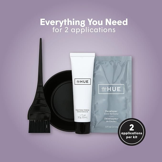 dpHUE Root Touch-Up Kit Dark Brown - Permanent Hair Color for Gray Coverage - Includes Two Applications - Paraben SLS &amp SLES Sulfate Free - Leaping Bunny Certified