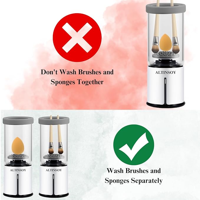 ALTINSOY Makeup Brush Cleaner Machine - Electric Cosmetic Brushes Cleanser - Automatic Cleaning Tool - Fast Wireless Makeup Brush Washing - Gifts For Women - Makeup Brush Holder - Sponge Cleaners
