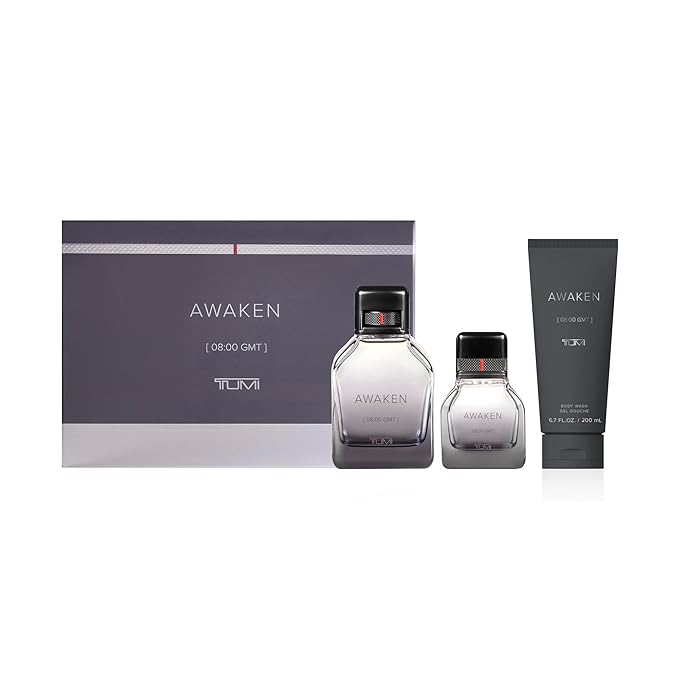 TUMI AWAKEN [08:00 GMT] Gift Set - Refreshing Cologne &amp Body Wash for Men - 3.4 oz &amp 1.0 oz Eau de Parfum 6.7 oz Body Wash