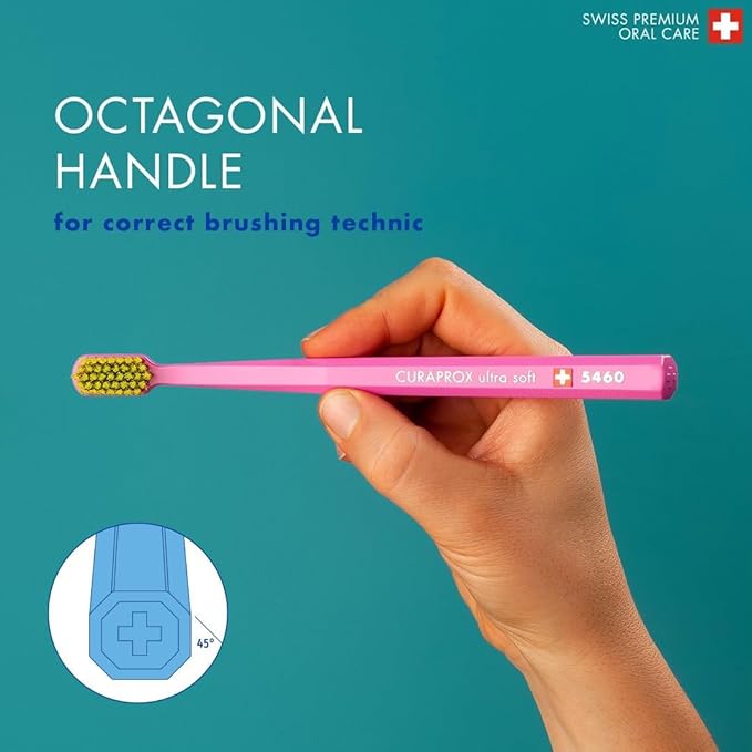 Curaprox CS 5460 Ultra-Soft Toothbrush ? for Sensitive Teeth &amp Gums | Gentle Plaque Removal | 3-Pack |Random Colour