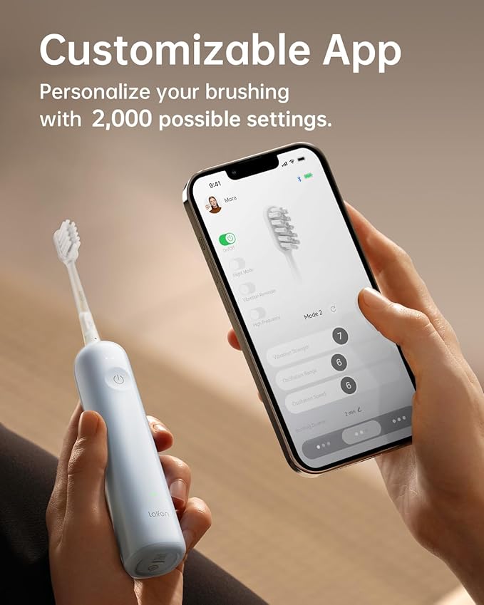 Laifen Wave Electric Toothbrush Oscillation &amp Vibration Sonic Electric Toothbrush for Adults with App 3 Brush Heads IPX7 Waterproof Magnetic Rechargeable Travel Powered Toothbrush ABS(Blue)