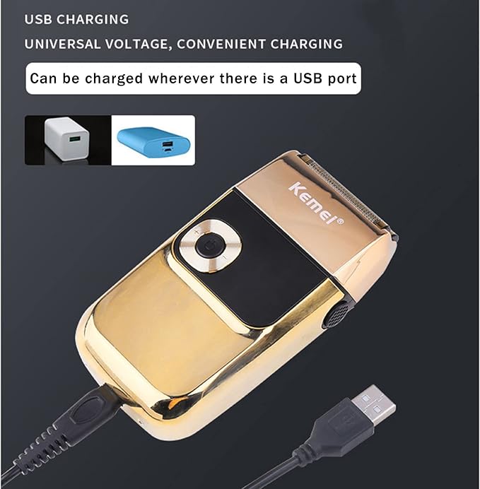 KEMEI Electric Razors for Men LCD Display Cordless Men's Razors USB Rechargeable with Pop-up Beard Trimmer Best Worldwide Travel Gift Model KM 2028 Gold