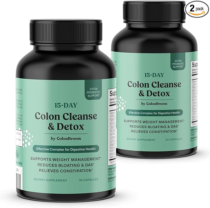 ColonBroom 15 Day Colon Cleanse &amp Detox Cleanse for Weight Management with Probiotics &amp Magnesium | Reduce Bloating &amp Boost Metabolism &amp Digestion - Effective Gut Cleanser Detox (2 Bot