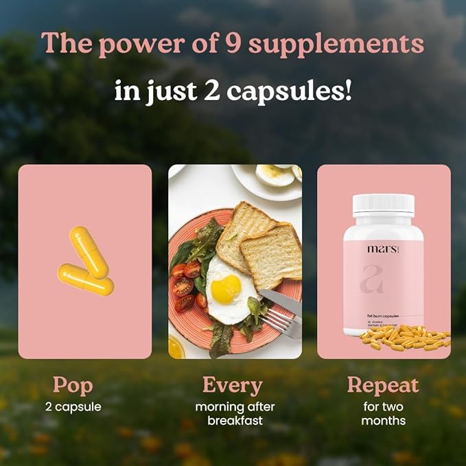 Mars Fat Burn Capsules with Psyllium Husk Moringa &amp Dandelion Root ? Herbal Blend for draft Routine (Pack of 3)