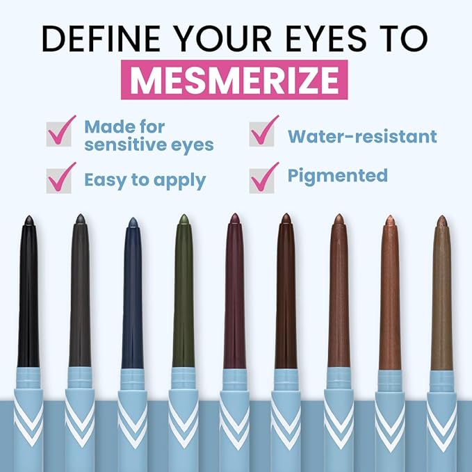 PRIME PROMETICS PrimeEyes Glide Eyeliner for Mature Women ? Waterproof Long-Stay and Mess-Proof ? Gel Creme Texture Discreet Sharpener and Effective Smudger (Mocha Shimmer)