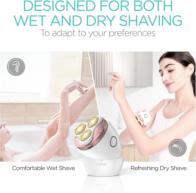 Electric Shaver for Women 3D Floating Blade Rotary Razor Hair Remover for Arms Legs and Underarms Rechargeable Portable and Safe Wet and Dry Use ES300