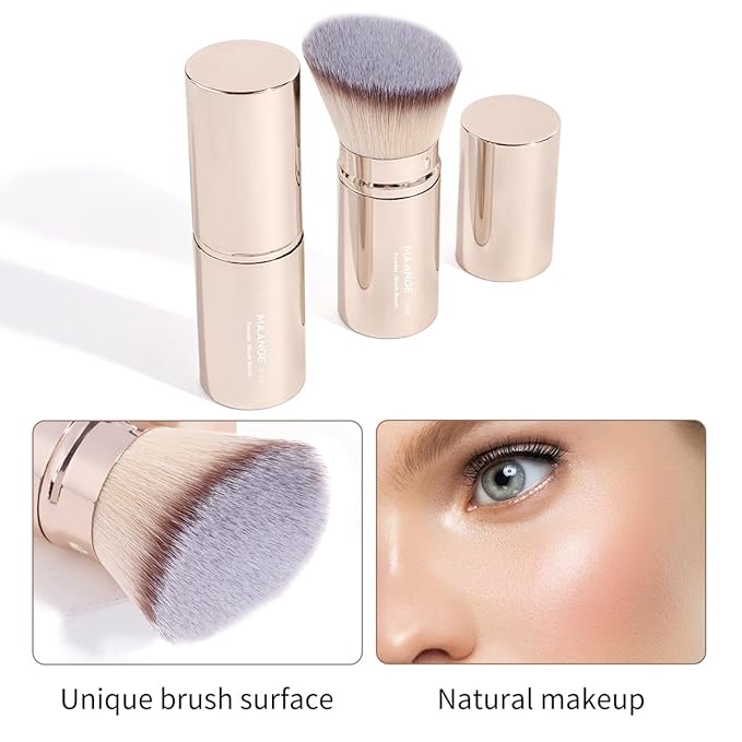 MAANGE 8 Pcs Makeup Brushes with Bag Double-End Multi-functional Makeup Brushes for Blending Liquid Powder Concealer Cream Blush Buffe (Gold)