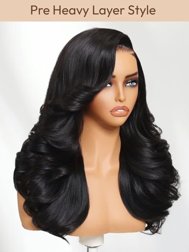 UNICE Bye Bye Slip Wig Feathered Layer Side Part Human Hair Glueless Wigs with Secure Silicone Strips and Drawstring 200% Density Flexible Mesh Cap Bleached Knots Pre Everything Wig 12 Inch