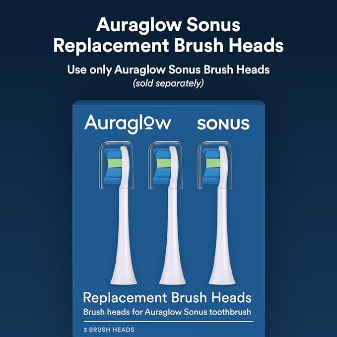 AURAGLOW Sonus Electric Toothbrush 5 Cleaning Modes 2 Brush Heads &amp Travel Case 40000 VPM Sonic Toothbrush &amp Wireless Charging 30-Day Battery Life with Smart Timer Black