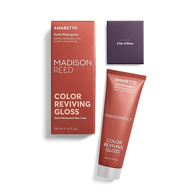 Madison Reed Color Reviving Gloss Amaretto - Bronze Semi-Permanent Hair Dye Enhances Hair Color &amp Corrects Tone Adds Brilliant Shine Keratin &amp Argan Oil 4 Fl Oz (118 mL)