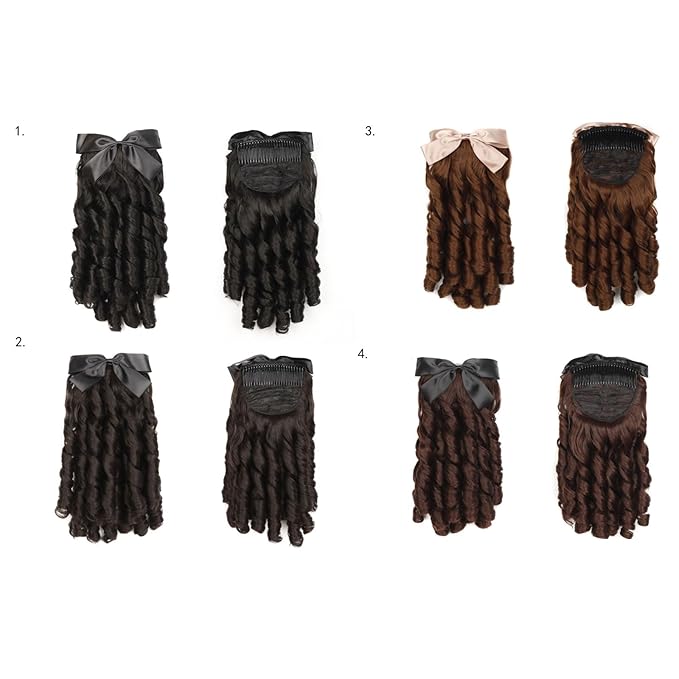 Hair Accessories Princess Curly Wig Ladies Fashion Cheongsam Wig Retro Styling Ponytail Hair Extension Curly Comb Curly Hair Bun Hair Pieces For Women(B)