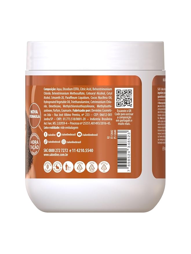 Salon Line - Linha SOS Cachos (Oleo de Coco) - Mascara de Hidratacao Intensa 500 Gr - (SOS Curls (Coconut Oil) Collection - Deep Treatment Moisturizing Mask Net 17.63 Oz)