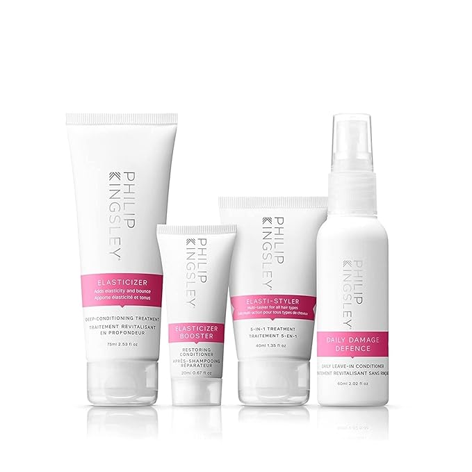 PHILIP KINGSLEY Elasticizer Deep Conditioning Treatment Hair Care Kit - Repair Hair Mask Booster Leave-In Conditioner Spray and Styling Cream Adds Bounce and Shine for Dry Damaged Hair