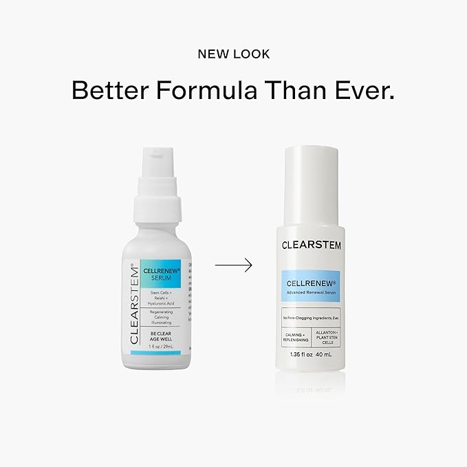 CLEARSTEM - CELLRENEW - Collagen Stem Cell Serum - Acne + Youthful Skin Face Serum - Hyaluronic Acid Reishi Aloe Vera - Facial Skin Care Products - Gluten Free Cruelty Free - 1 fl oz / 29ml
