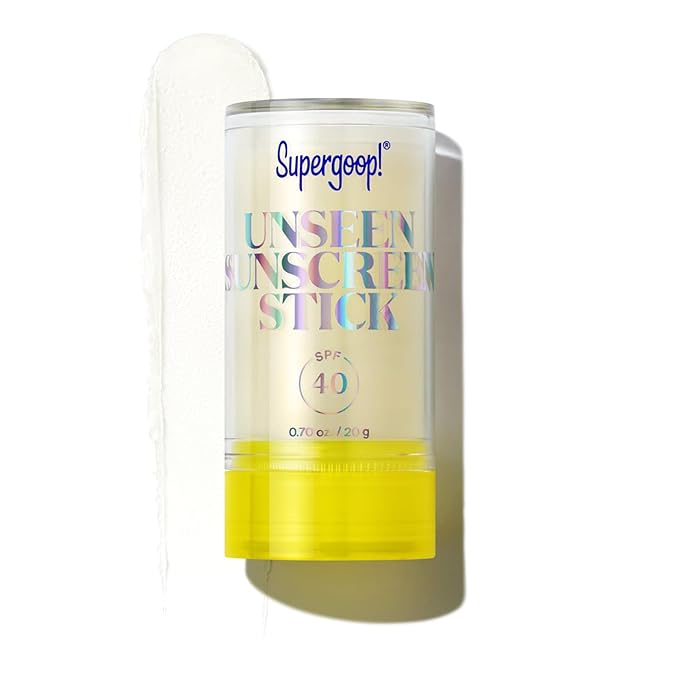 Supergoop! Unseen Sunscreen Stick - SPF 40 - Clear &amp Invisible Sun Protection - Broad Spectrum Face Sunscreen - Glides Over Makeup - Natural Finish - For All Skin Types - 0.7 fl oz