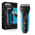 Braun Electric Series 3 Razor with Precision Trimmer Rechargeable Wet &amp Dry Foil Shaver for Men Blue/Black 4 Piece