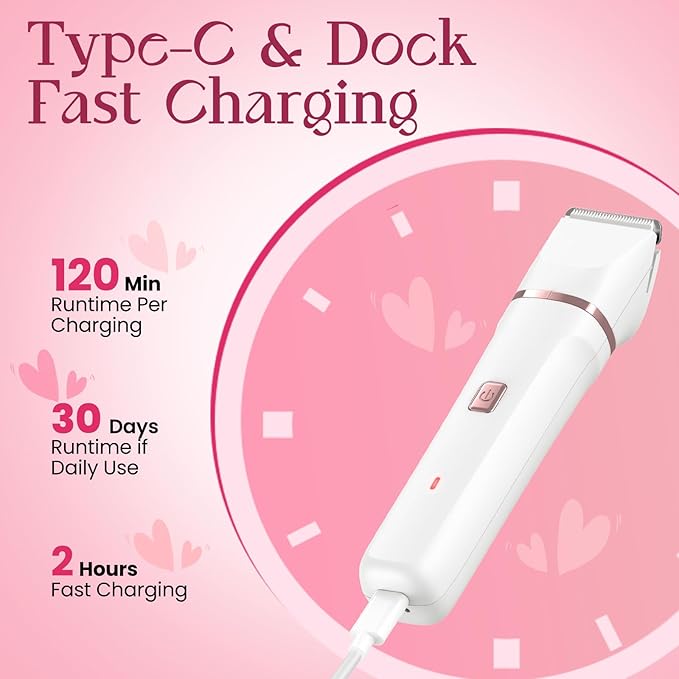 Electric Razor for Women Men - Wet Dry Shave Waterproof Bikini Trimmer Pubic Hair Removal Shaver with Hypoallergenic Ceramic Blades Facial &amp Body Groomer USB Recharge Birthday Gifts - White
