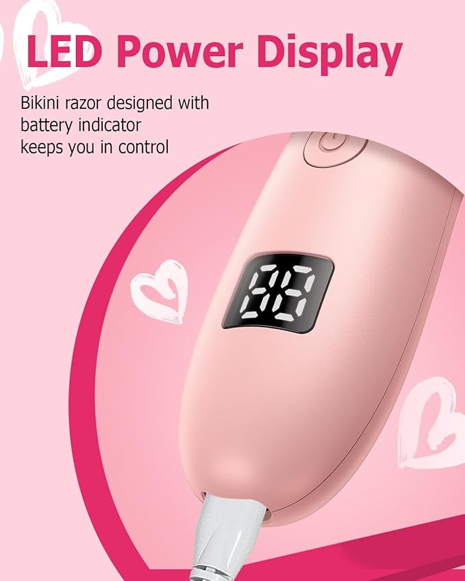 2in 1 Bikini Trimmer Electric Razors for Women with LED LightRechargeable Body Pubic Hair Trimmer Women with LCD Display Lady Shaver for Leg/Arms/BikiniWaterproof Gift for Woman