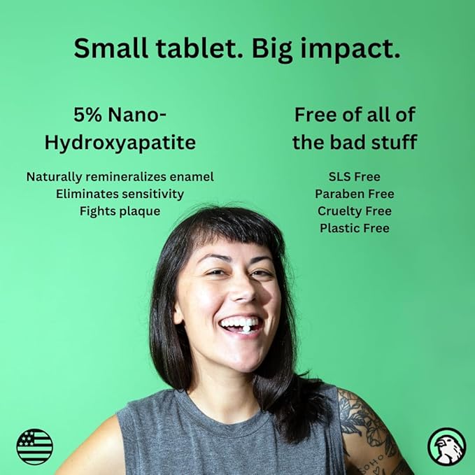 Canary Nano Hydroxyapatite Toothpaste Tablets Coconut Mint - Remineralizing Fluoride Free All Natural Tabs with Xylitol - Great for Travel Plastic Free - 240 Count