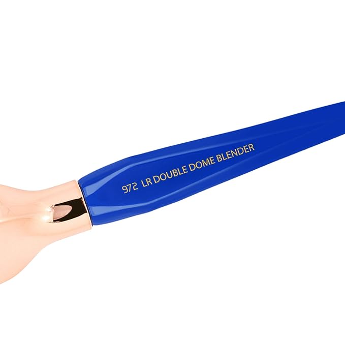 Bdellium Tools Professional Makeup Brush - Golden Triangle 971 Large Slanted Double Dome Blender - With All Vegan and Soft Synthetic Fibers For Foundation Application &amp Blending (Blue 1pc)