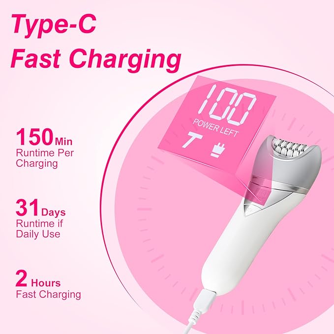 7 in 1 Bikini Trimmer and Shaver Kit for WomenLady Hair Removal Epilators for Leg Face Arm Bikini Armpit Public Hairs IPX6 Wet and Dry Use Cordless Rechargeable Whole Body Trimmer and Shaver Kit