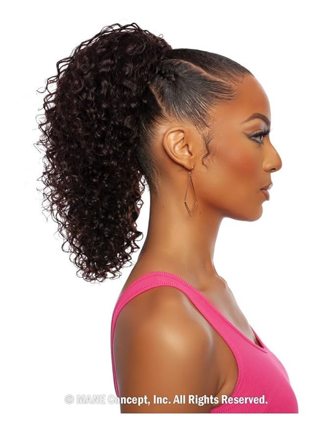 Mane Concept Human Hair Ponytail Pristine PRPE02 Deep Curly Drawstring Ponytail 16 (NATURAL)