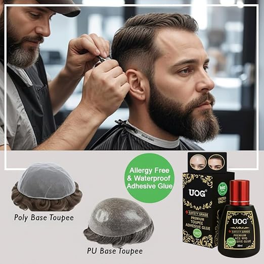 UOG (United One) Toupee Adhesive Glue?Strong Hold Invisible Bond Waterproof &amp Humidity-Resistant | Non-ToxicOil-Resistant Glue for Lace Wigs Poly &amp PU Base Systems. (3 Packs 3.9 oz)