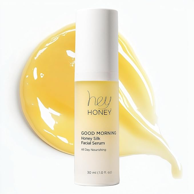 Hey Honey Good Morning Honey Silk Facial Serum | Anti-Aging Vitamin C &amp Hyaluronic Acid Serum for Radiant Skin Boosts Glow Smooths Fine Lines Strengthens Skin Barrier | 1 oz
